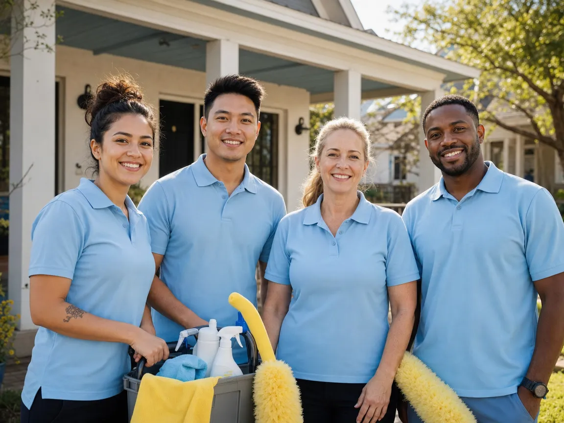 The Bright Nest team in front of a house in Austin